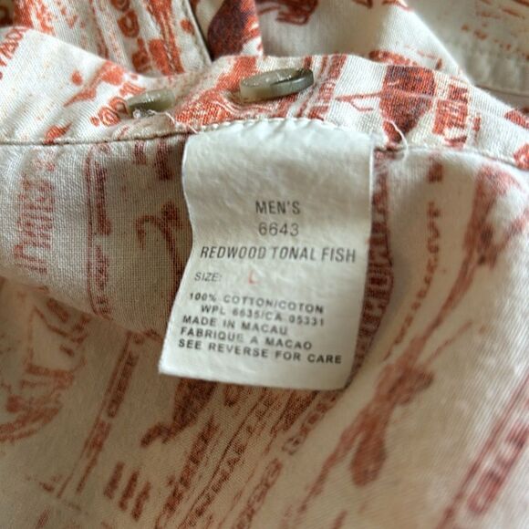 Vintage Woolrich Short Sleeve Button Down Fishing Lures Tan Rust Shirt Size L - Picture 10 of 11